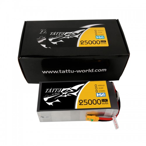 TATTU HV 25000mAh 10C 22.8V 6Sリポバッテリー 高圧版 UAV 産業ドローン 農薬散布ドローン用 XT90S