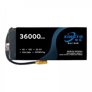 XINGTO 6S 22.2V 36000mah 10C Lipo バッテリー330Wh/kg高密度半固体リチウム電池　産業ドローン用