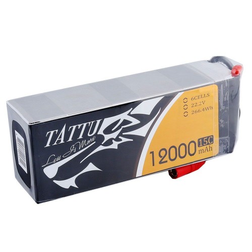 Tattu 6S 12000mAh 15C 22.2V リポバッテリー 大型マルチコプター農業/産業ドローン用 プラグ付き